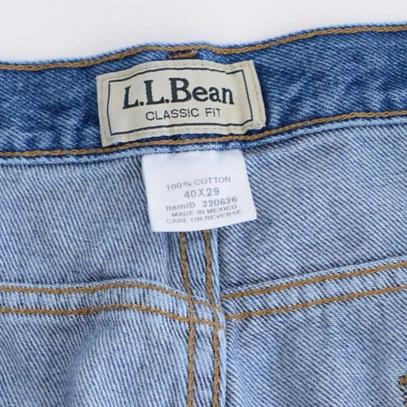 L.L. Bean Classic Fit Blue Mid-wash 100% Cotton Straight Leg Denim Jeans 40X29 - Picture 9 of 12